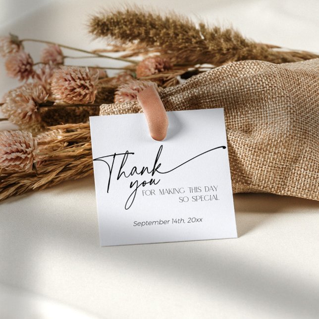 Minimalistisk Elegant, svart och vit Tack Gåvor Etiketter (Minimalist elegant thank you tags)
