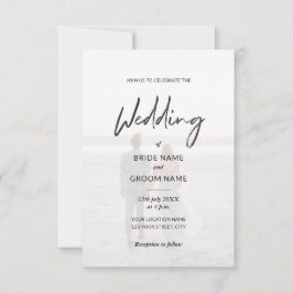Minimalistisk Elegant, svart och vitt foto Bröllop Inbjudningar