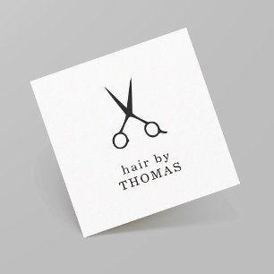 Minimalistisk Elegant Svart och Vitt Frisör Fyrkantigt Visitkort