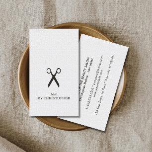 Minimalistisk Elegant Svart och Vitt Frisör Visitkort