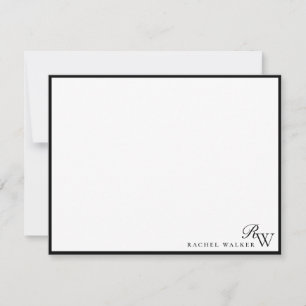 Minimalistisk Elegant Svart och Vitt Monogram Anteckningskort