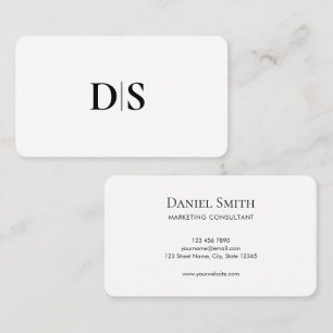 Minimalistisk Elegant Svart på Vit Monogram Initia Visitkort