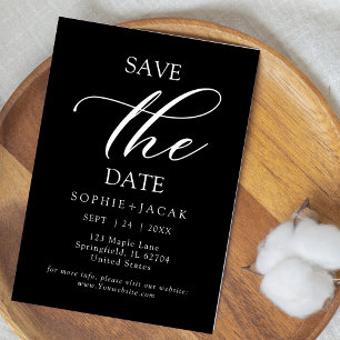 Minimalistisk elegant svart text Save the Date Inbjudningar