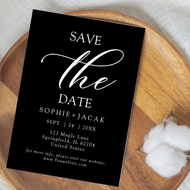 Minimalistisk elegant svart text Save the Date Inbjudningar (Skapare uppladdad)
