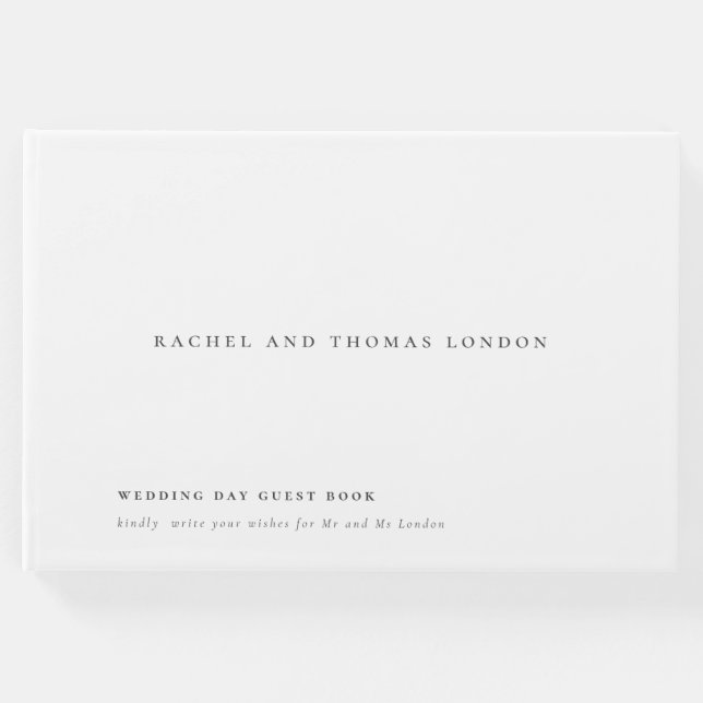 Minimalistisk Elegant, svart, vit Bröllop Gästböcker (Framsida)