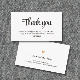 Minimalistisk Elegant Svart Vit Butik Kupong Tack Rådkort