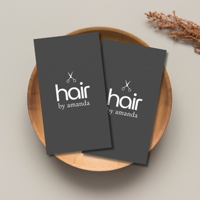 Minimalistisk Elegant Svart Vit Djärv Sax Hår Visitkort (Skapare uppladdad)