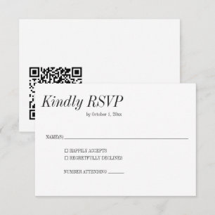 Minimalistisk Elegant Svart Vit Klassisk Bröllops- OSA Kort