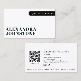Minimalistisk Elegant Svart Vit Professionell QR-k Visitkort