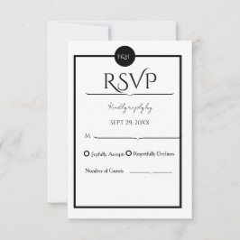 Minimalistisk Elegant Svart & Vitt Bröllop OSA Kort