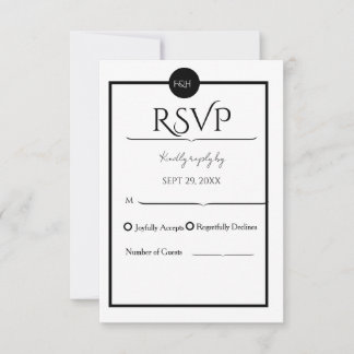Minimalistisk Elegant Svart & Vitt Bröllop OSA Kort