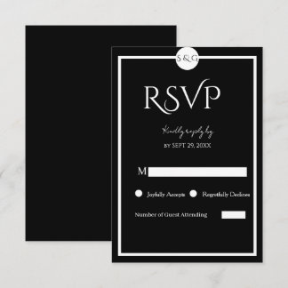 Minimalistisk Elegant Svart & Vitt Bröllop OSA Kort