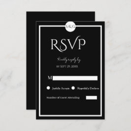Minimalistisk Elegant Svart & Vitt Bröllop OSA Kort
