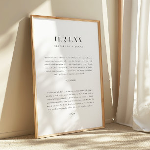Minimalistisk Elegant Svarta & Vita Bröllopslöften Poster