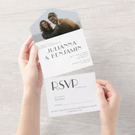 Minimalistisk Elegant Svartvit Deco Bröllop-foto