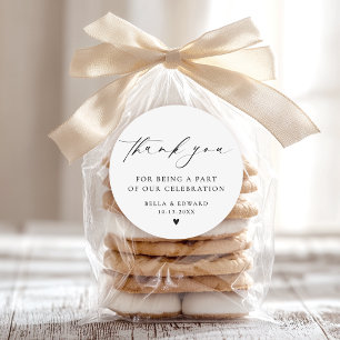 Minimalistisk Elegant Tack Bröllop Runt Klistermärke