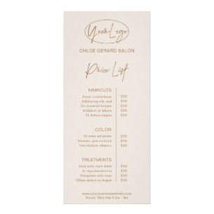 Minimalistisk Elegant: Tan Taupe Modern Pris List Reklamkort