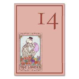Minimalistisk Elegant Tarot Skeleton Bröllop Bordsnummer