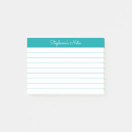 Minimalistisk Elegant Teal Fodrad Personlig Post-it Block