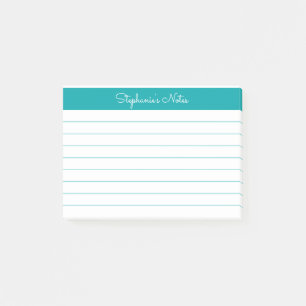 Minimalistisk Elegant Teal Fodrad Personlig Post-it Block