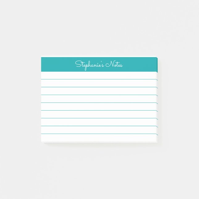 Minimalistisk Elegant Teal Fodrad Personlig Post-it Block (Framsida)