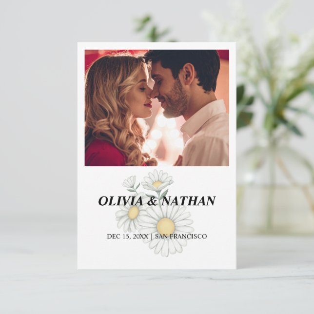 Minimalistisk Elegant Text & Foto Design / Bröllop Spara Datumet (Stående Fram)