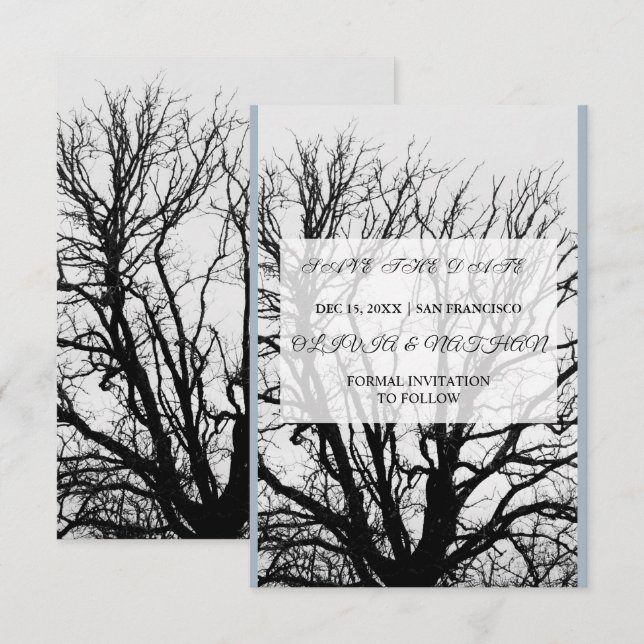 Minimalistisk Elegant Text & Foto Design / Bröllop Spara Datumet (Fram/baksida)