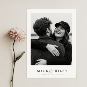 Minimalistisk Elegant Text och Photo Bröllop Spara Datumet