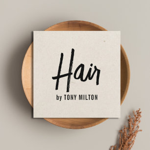 Minimalistisk Elegant Textur Beige Djärv Frisör Fyrkantigt Visitkort