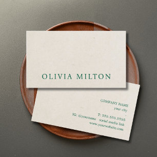 Minimalistisk Elegant Textur Beige Grön Djärv Visitkort