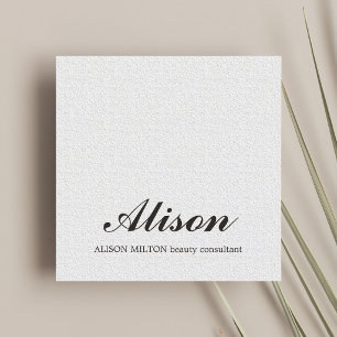 Minimalistisk Elegant Textur Vit Skönhetskonsult Fyrkantigt Visitkort