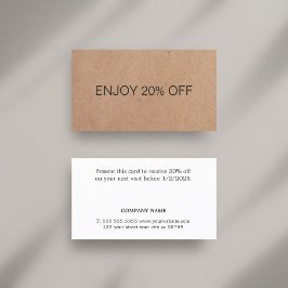 Minimalistisk Elegant tryckt Kraft Coupon Rabattkort