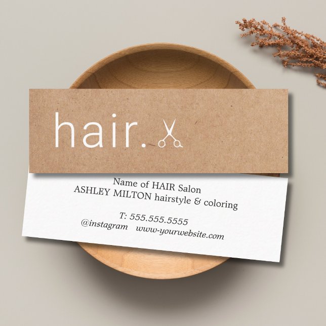 Minimalistisk Elegant Tryckt Kraft Sax Hårstylist Mini Visitkort (Skapare uppladdad)