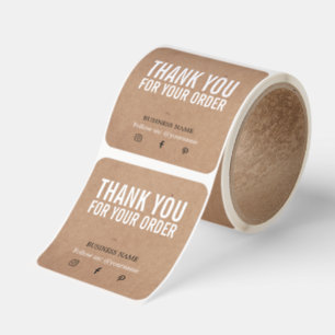 Minimalistisk Elegant Tryckt Kraft Vitt Tack  Fyrkantigt Klistermärke