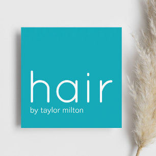 Minimalistisk Elegant Turcos White Hair Stylist Fyrkantigt Visitkort