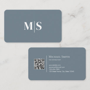 Minimalistisk Elegant Turkos Grön Initialer QR-kod Visitkort