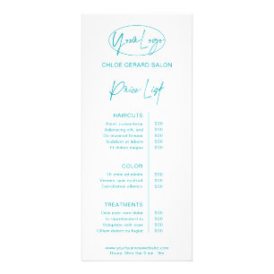 Minimalistisk Elegant Turquoise Aqua Modern Pris L Reklamkort