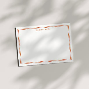 Minimalistisk Elegant två bränd Orange Gräns Anteckningskort