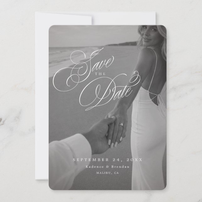 Minimalistisk Elegant Typografi Foto Spara Datumet (Framsida)