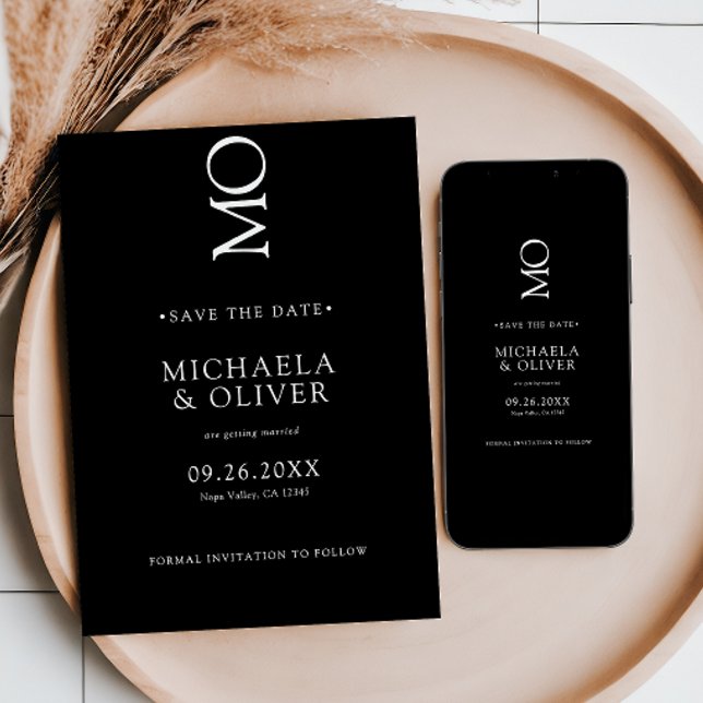 Minimalistisk Elegant Typografi Monogram Bröllop Spara Datumet (Skapare uppladdad)