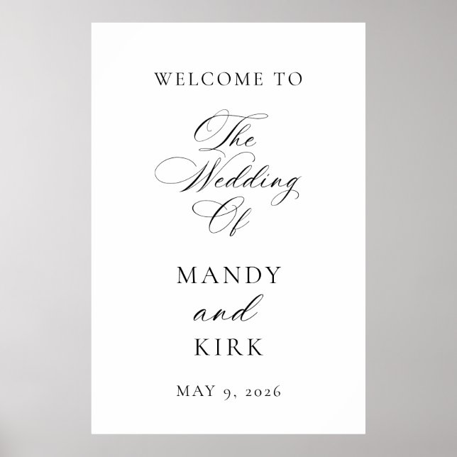 Minimalistisk Elegant Välkomstskylt för Bröllop |  Poster (Framsidan)