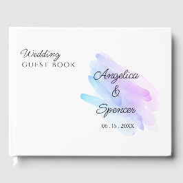Minimalistisk elegant vattenfärgsblått bröllop gästböcker