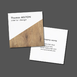 Minimalistisk Elegant Vit Inredingsdesign av trä Fyrkantigt Visitkort