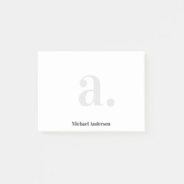 Minimalistisk Elegant - Vit monogram Modern Post-it Block