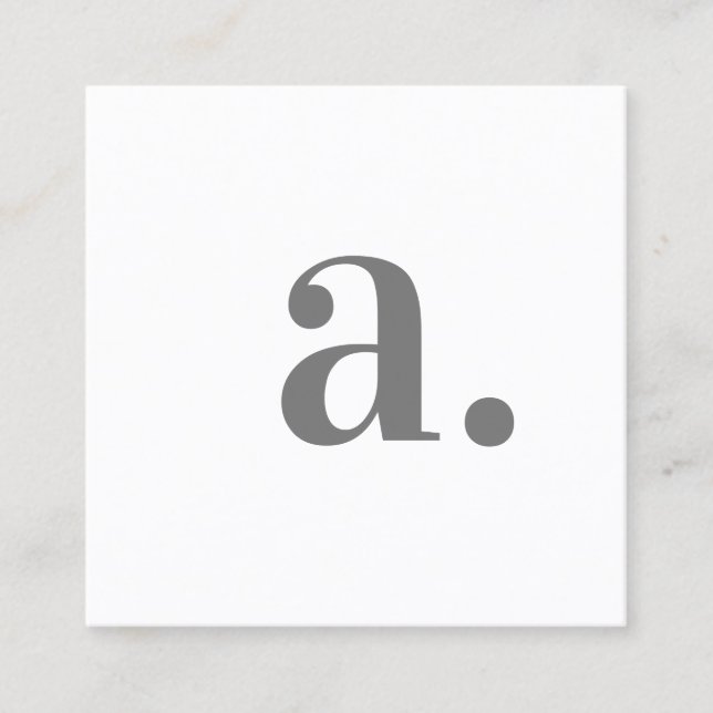 Minimalistisk Elegant - vit monogram modern QR-kod Fyrkantigt Visitkort (Framsida)