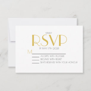 Minimalistisk Elegant Vit och Guld Bröllop OSA Kort