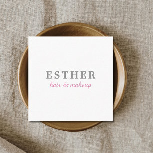 Minimalistisk Elegant Vit Rosa&Makeup Fyrkantigt Visitkort