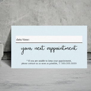 Minimalistisk Elegant Vita blå skönhet Tidsbeställning Kort