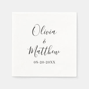 Minimalistisk Elegant Vita Klassiska Bröllop Pappersservett