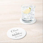 Minimalistisk Elegant Vita Klassiska Bröllop Underlägg Papper Rund<br><div class="desc">Anpassa enkelt genom att ersätta varje info. Kontrollera förhandsgranskningen innan du lägger till i kundvagn. Visa samlingslänken på den här sidan om du vill se alla matchande objekt i den här designen.</div>